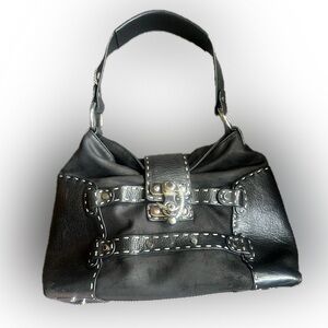 BCBGMaxAzria Black Shoulder Bag with Silver Details